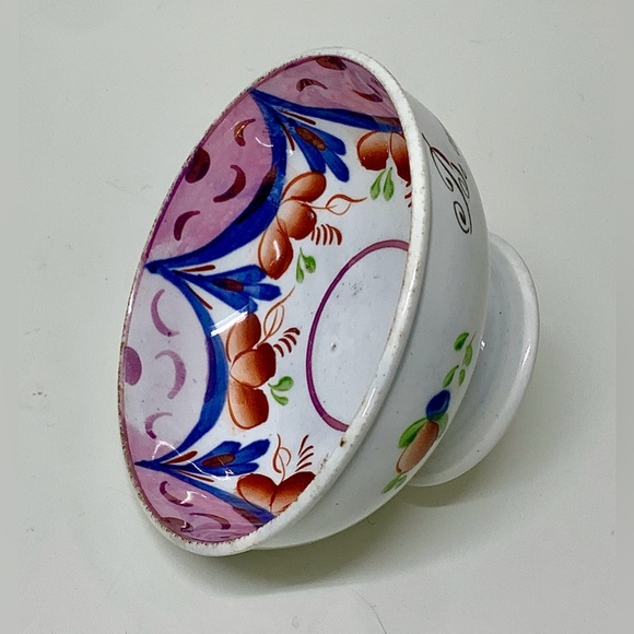 c. 1830 Vintage Gaudy Welsh Drape Variant Inscribed Pedestal Sugar Bowl - Picture 16 of 16